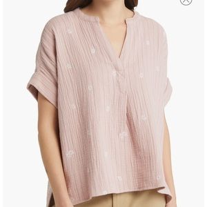 Madewell Embroidered Lakeline Popover Shirt in Blush NWOT